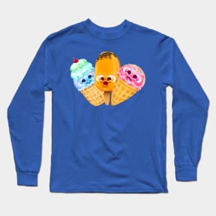 Ice Cream Kawaii Cute Funny Emoji Cones Popsicle Sweet Party Long Sleeve T-Shirt